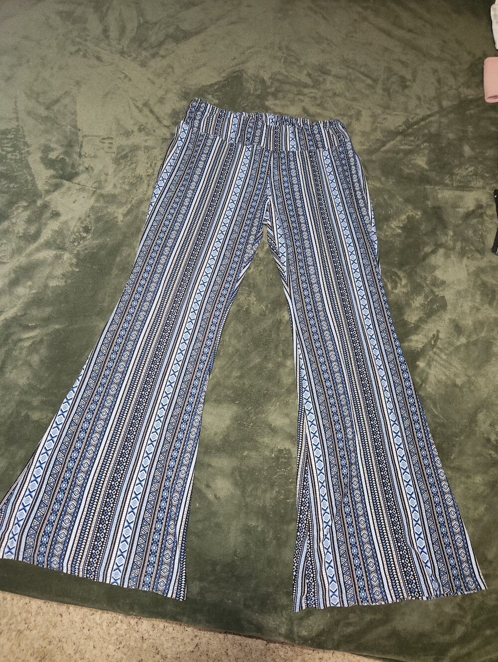 Boho Blue Stretch Flare Lounge Pants